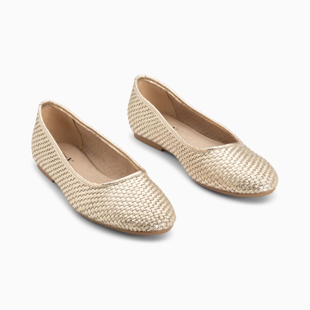 Vanessa Wu Ballerines Provence Tressées Or