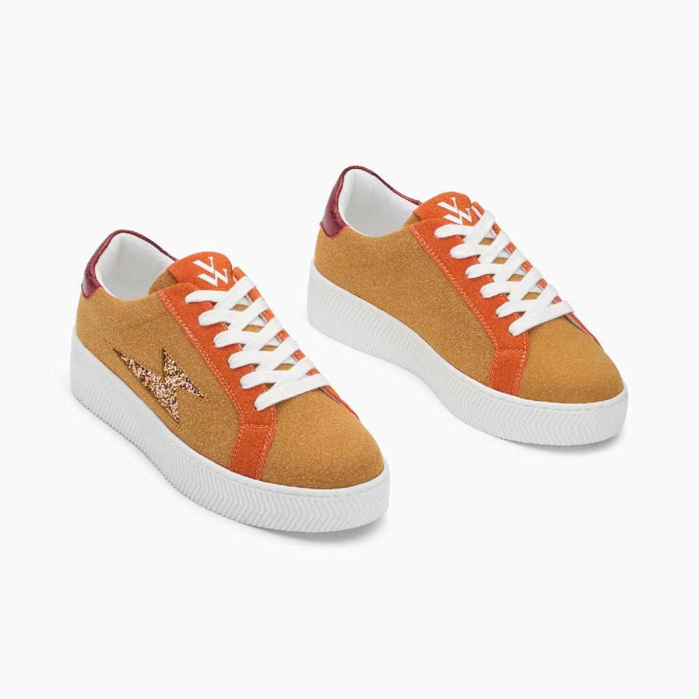 Vanessa Wu Baskets éclair Gwen Camel à Lacets