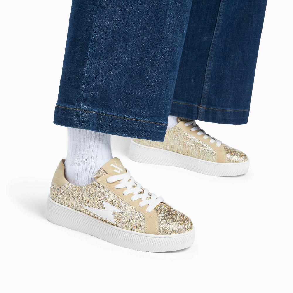 Vanessa Wu Baskets éclair Gwen Or à Lacets