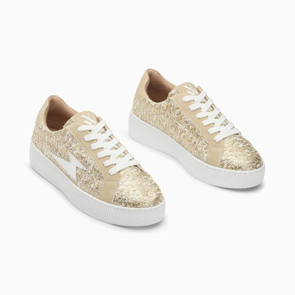 Vanessa Wu Baskets éclair Gwen Or à Lacets