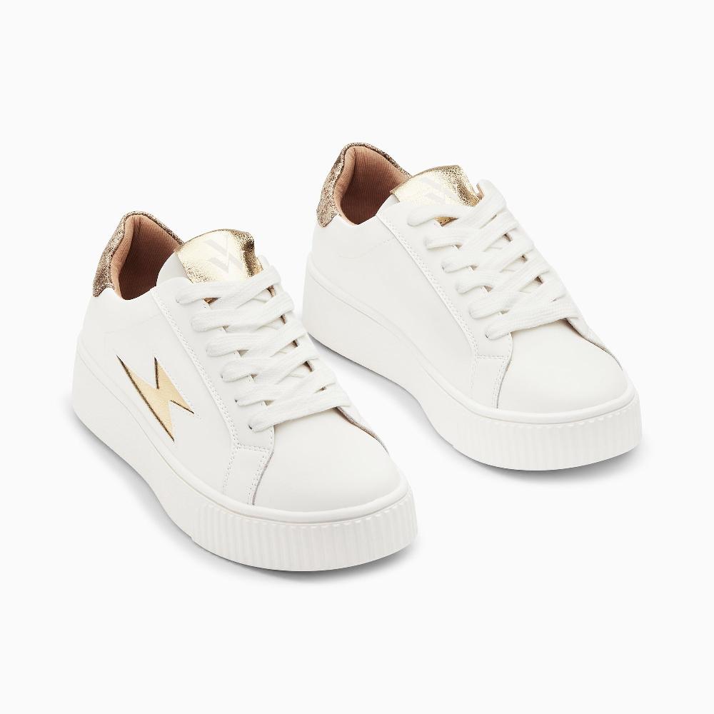 Vanessa Wu Baskets éclair Joy Blanc Et Or à Lacets