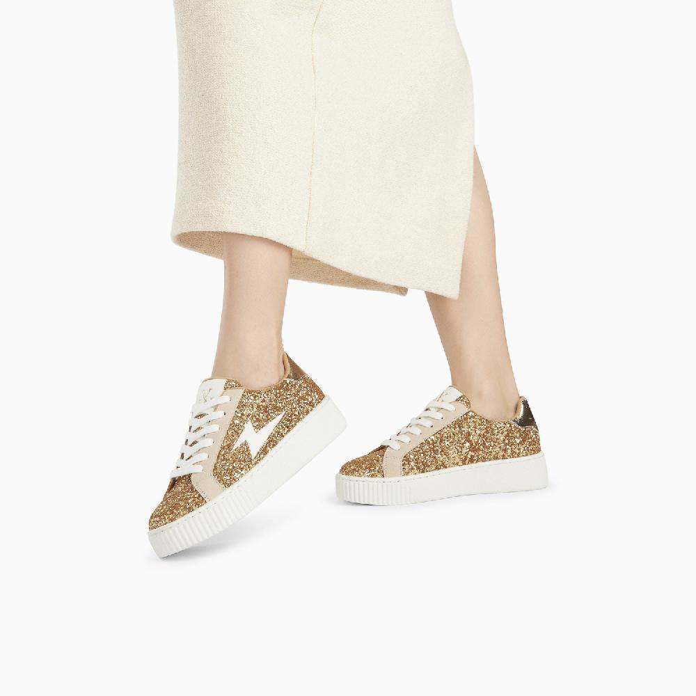Vanessa Wu Baskets éclair Pearl à Paillettes Or