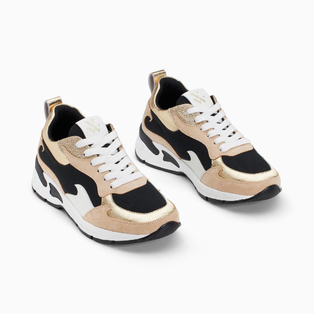 Vanessa Wu Baskets Flamme Juliette Noir Et Beige