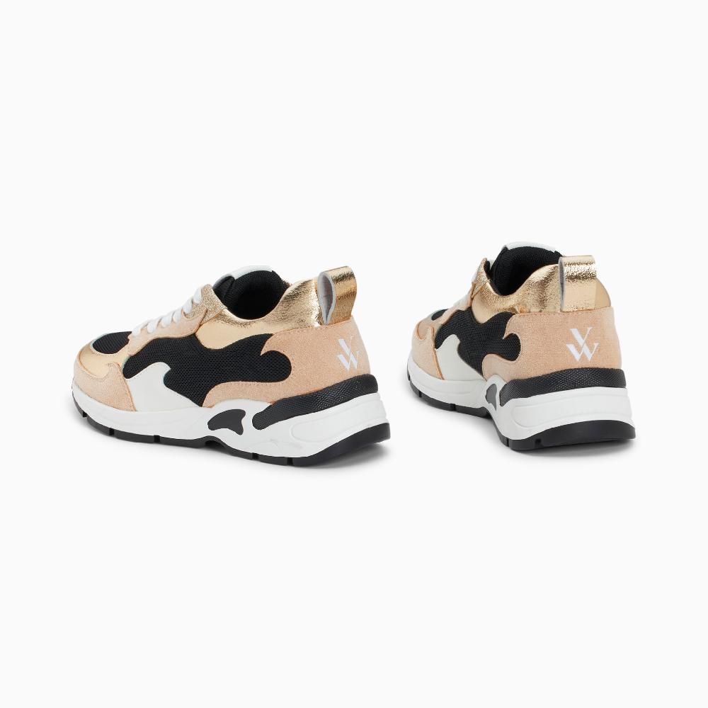 Vanessa Wu Baskets Flamme Juliette Noir Et Beige