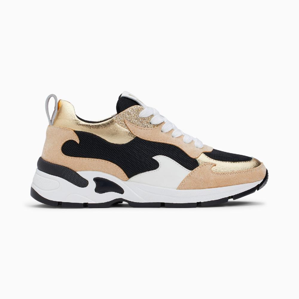 vanessa wu Baskets flamme Juliette noir et beige