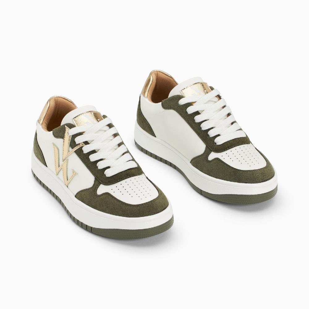 Vanessa Wu Baskets Monogramme Calie Blanc Et Kaki