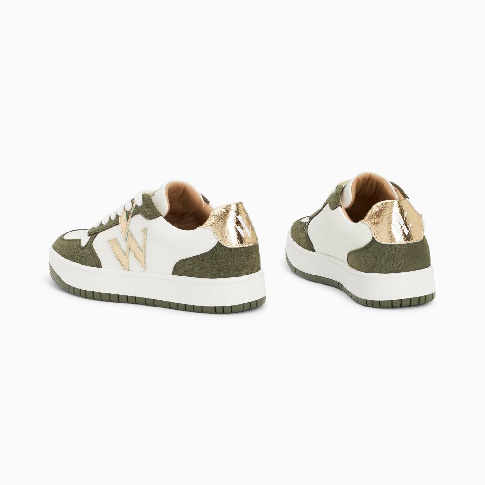 Vanessa Wu Baskets Monogramme Calie Blanc Et Kaki