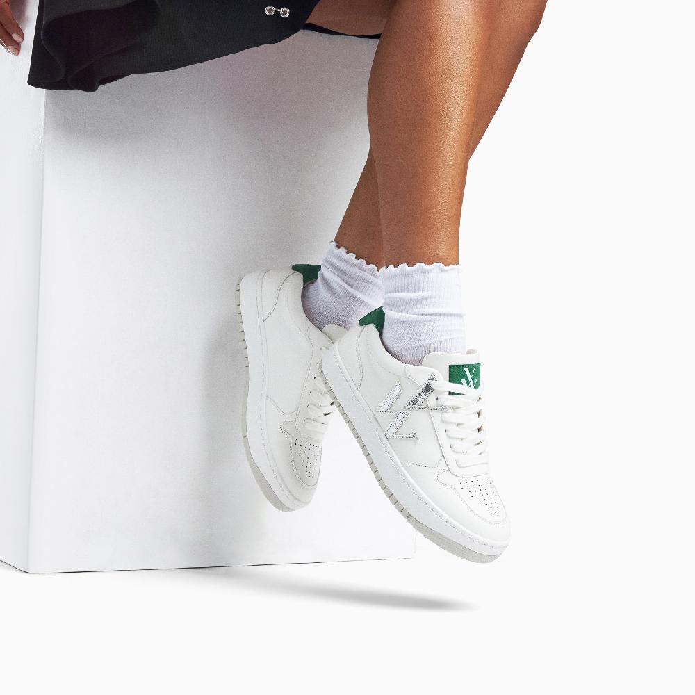 Vanessa Wu Baskets Monogramme Calie Blanc Et Vert