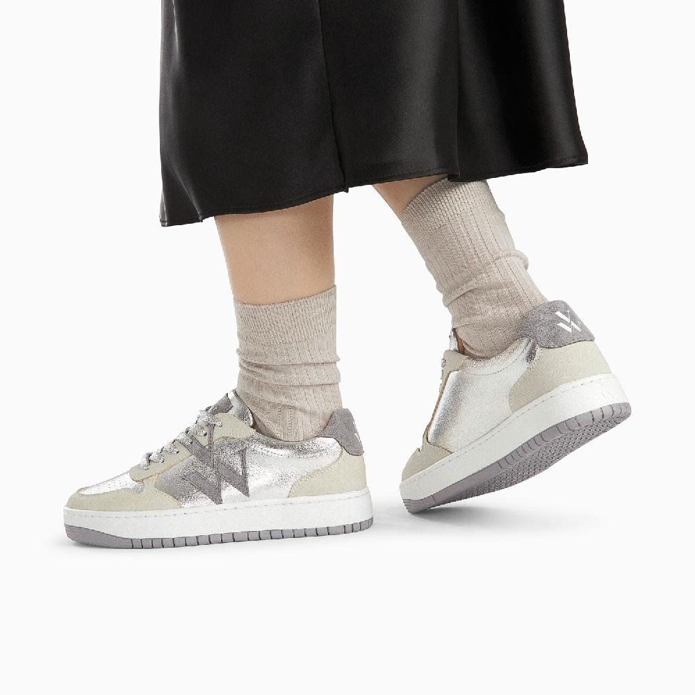 Vanessa Wu Baskets Monogramme Cidem Argent Et Gris