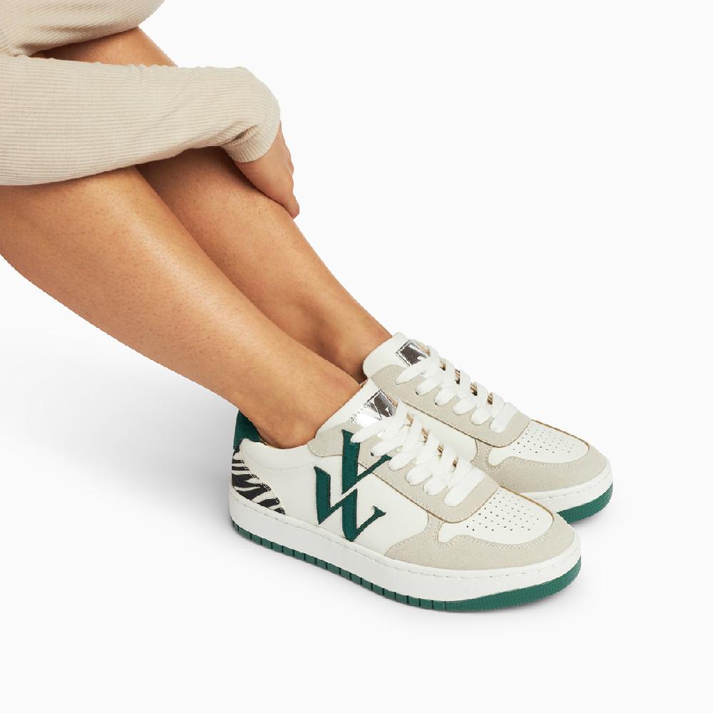 Vanessa Wu Baskets Monogramme Esmée Blanc Et Vert
