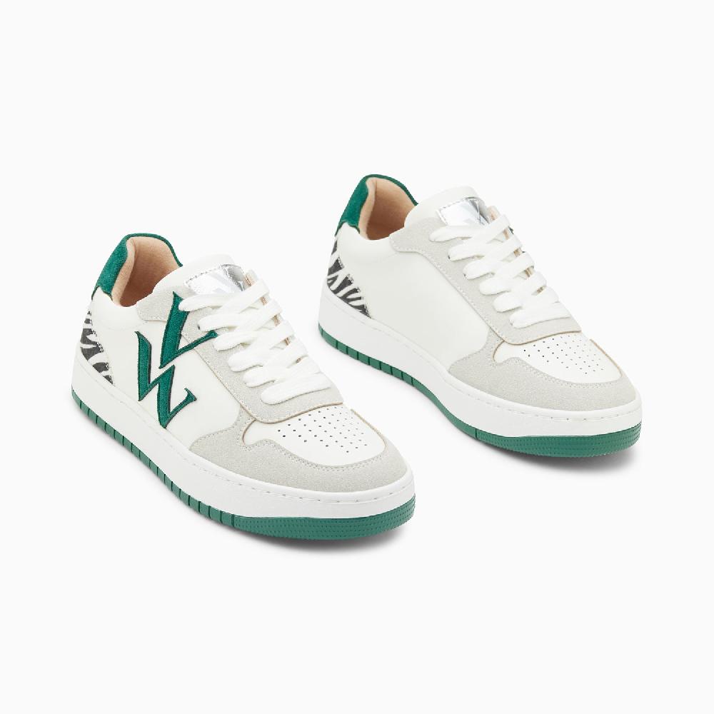 Vanessa Wu Baskets Monogramme Esmée Blanc Et Vert