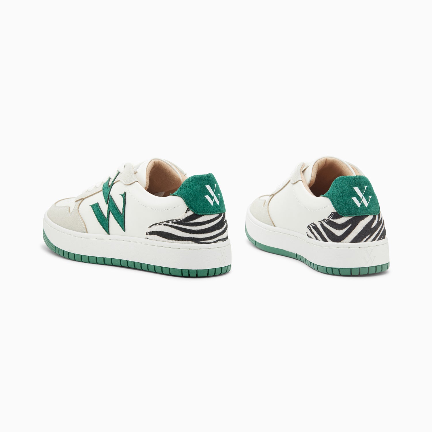 Vanessa Wu Baskets Monogramme Esmée Blanc Et Vert