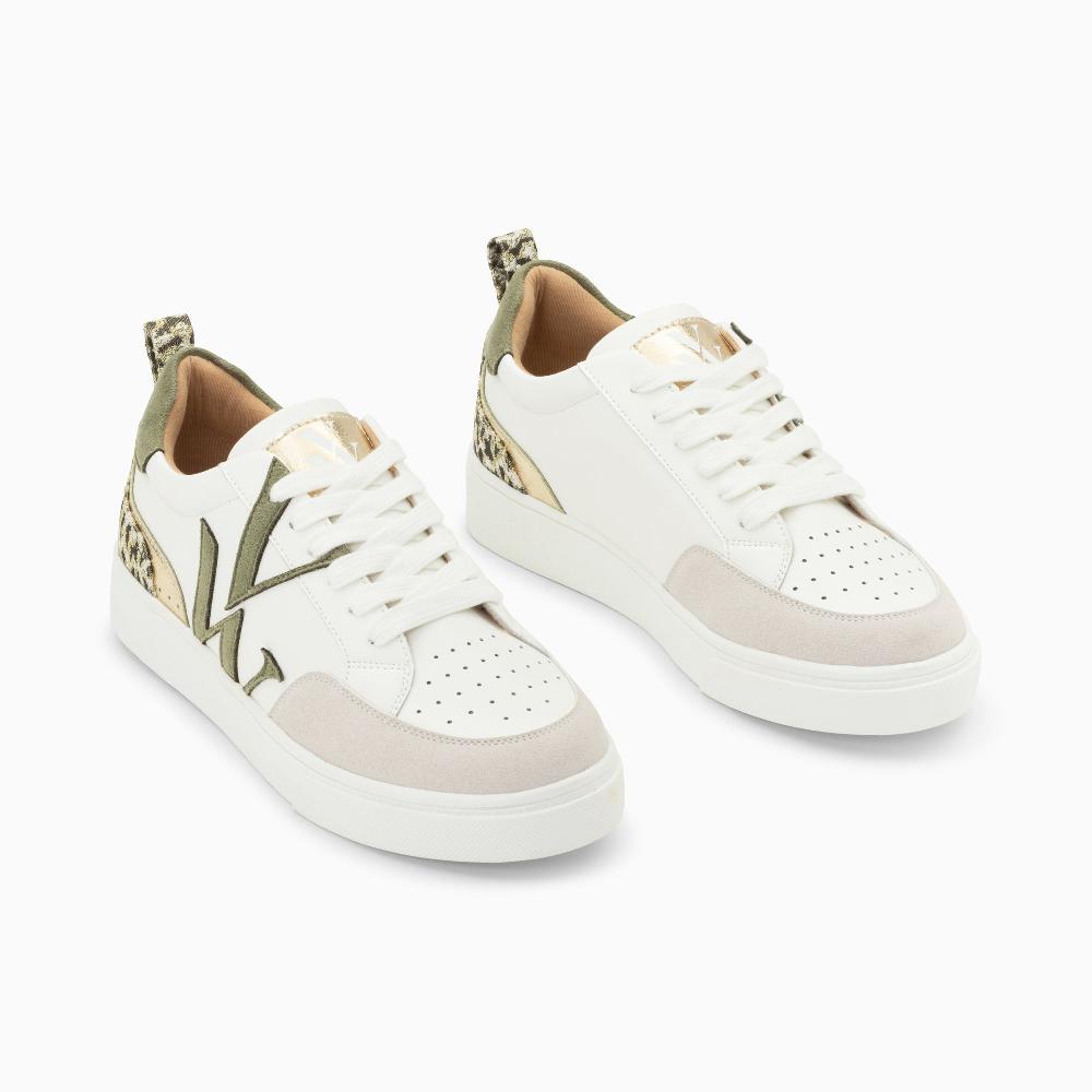 Vanessa Wu Baskets Monogramme Joyce Blanc Et Kaki