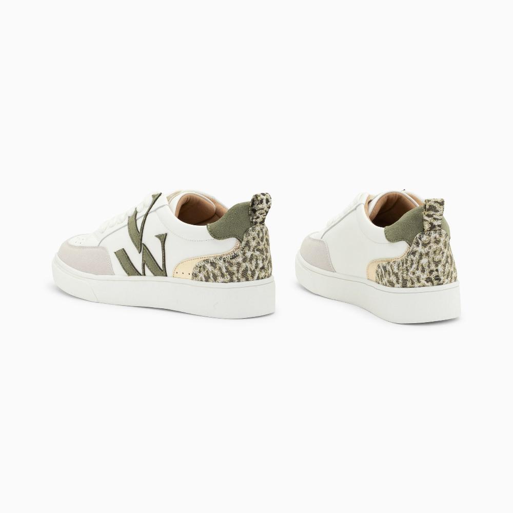 Vanessa Wu Baskets Monogramme Joyce Blanc Et Kaki