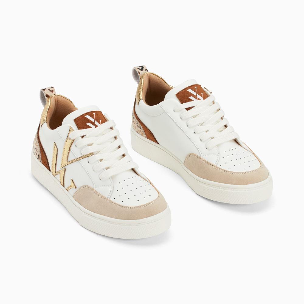Vanessa Wu Baskets Monogramme Luna Blanc Et Or