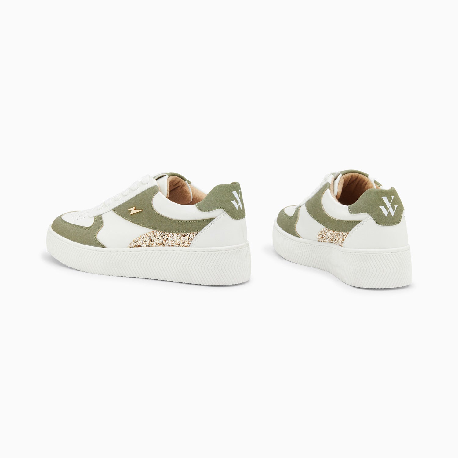 Vanessa Wu Baskets Nassita Kaki Et Or à Lacets