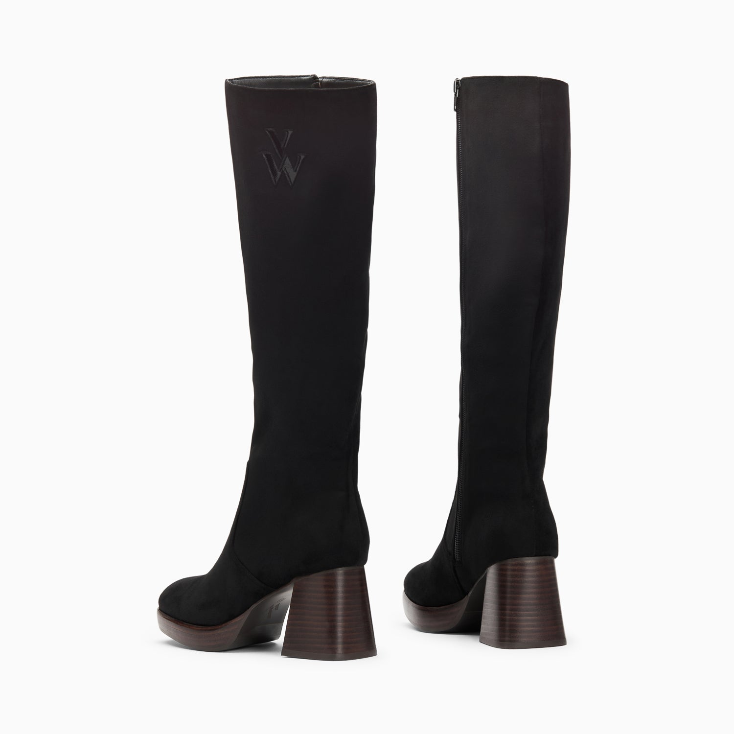 Vanessa Wu Bottes Lamia Noires à Talon Bois