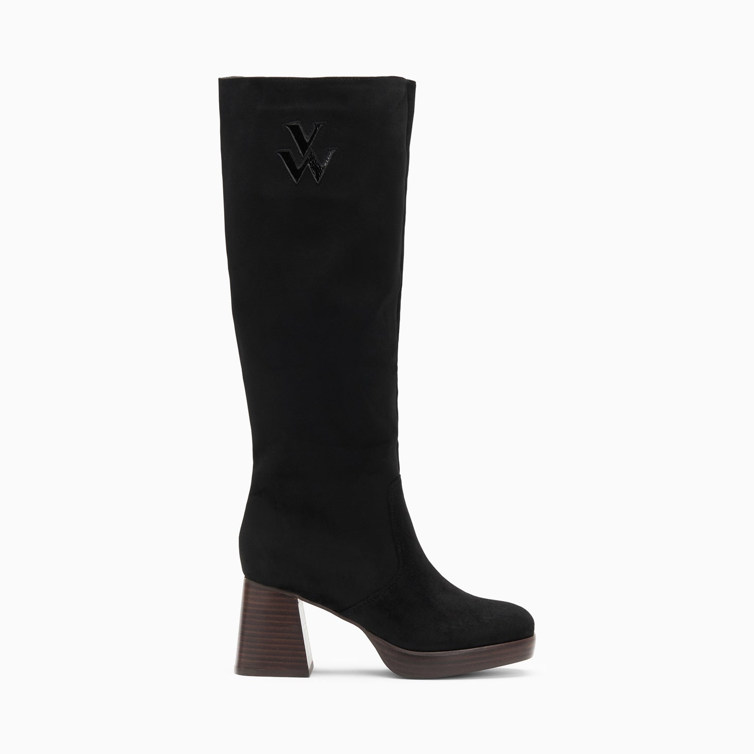 vanessa wu Bottes Lamia noires à talon bois