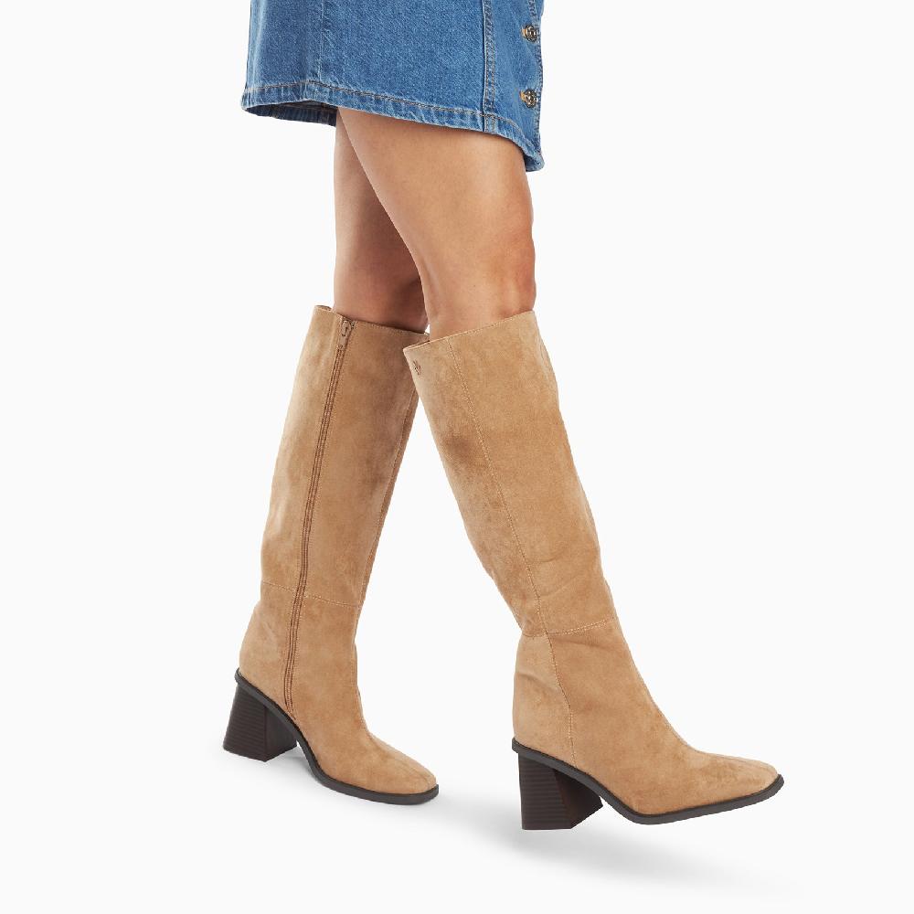 Vanessa Wu Bottes Rita Beiges à Talon Trapèze