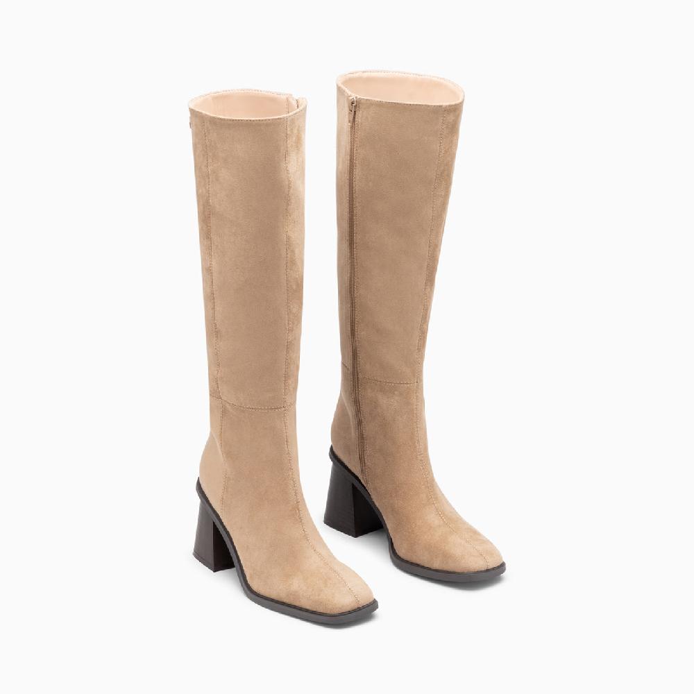 Vanessa Wu Bottes Rita Beiges à Talon Trapèze