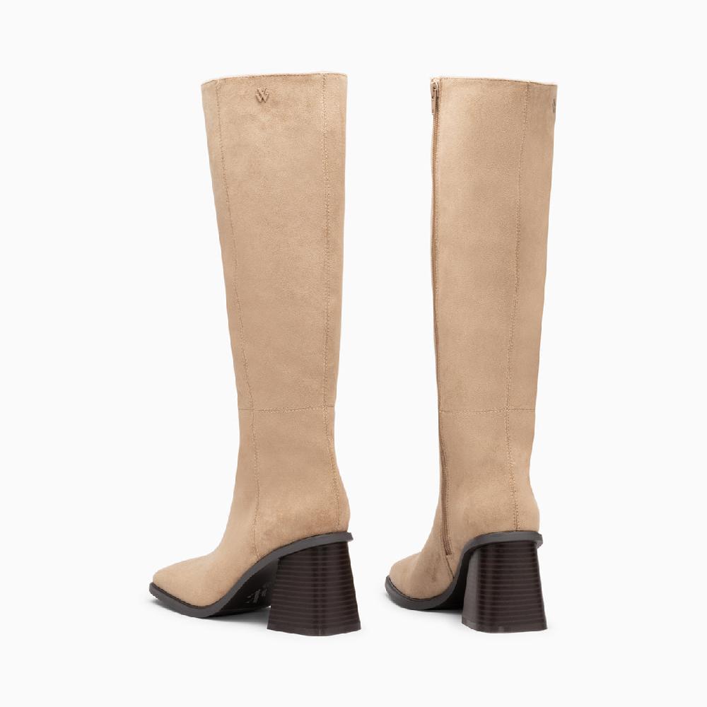 Vanessa Wu Bottes Rita Beiges à Talon Trapèze