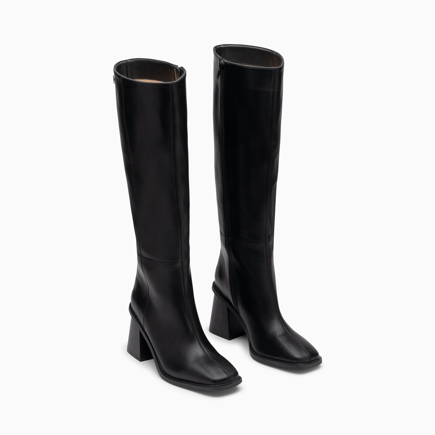 Vanessa Wu Bottes Rita Noires à Talon Trapèze