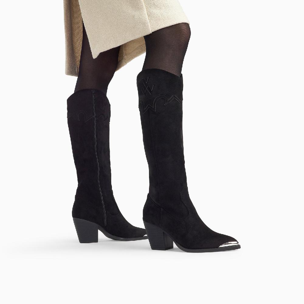 Vanessa Wu Bottes Santiags Maud Noires à Talon