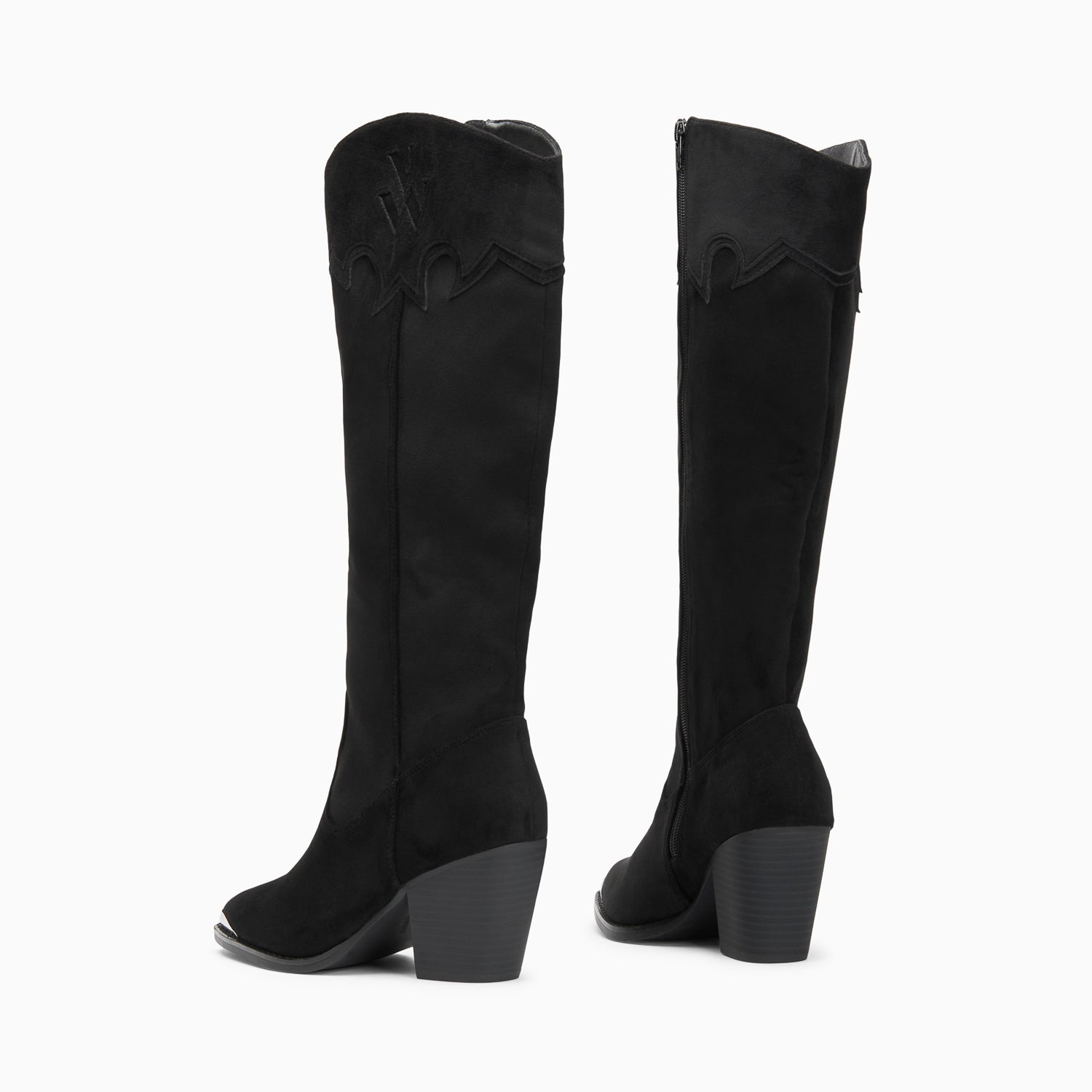 Vanessa Wu Bottes Santiags Maud Noires à Talon