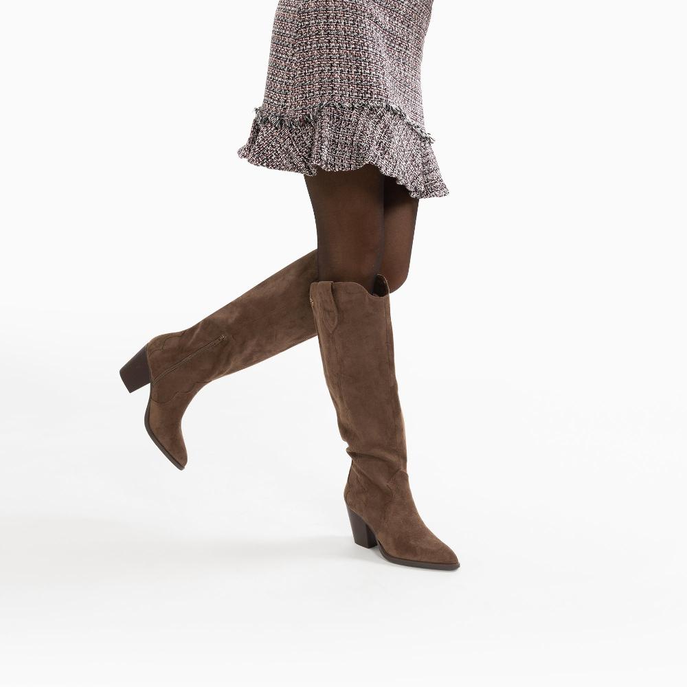 Vanessa Wu Bottes Santiags Sharon Taupe à Talon