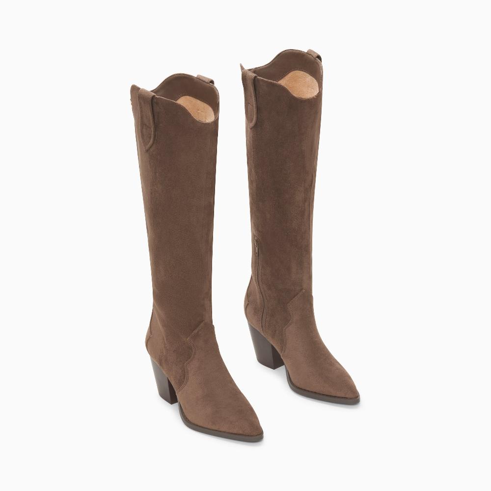 Vanessa Wu Bottes Santiags Sharon Taupe à Talon