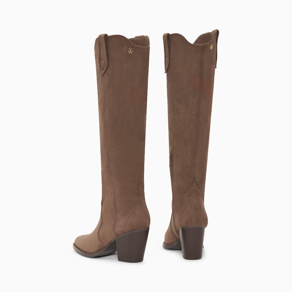 Vanessa Wu Bottes Santiags Sharon Taupe à Talon