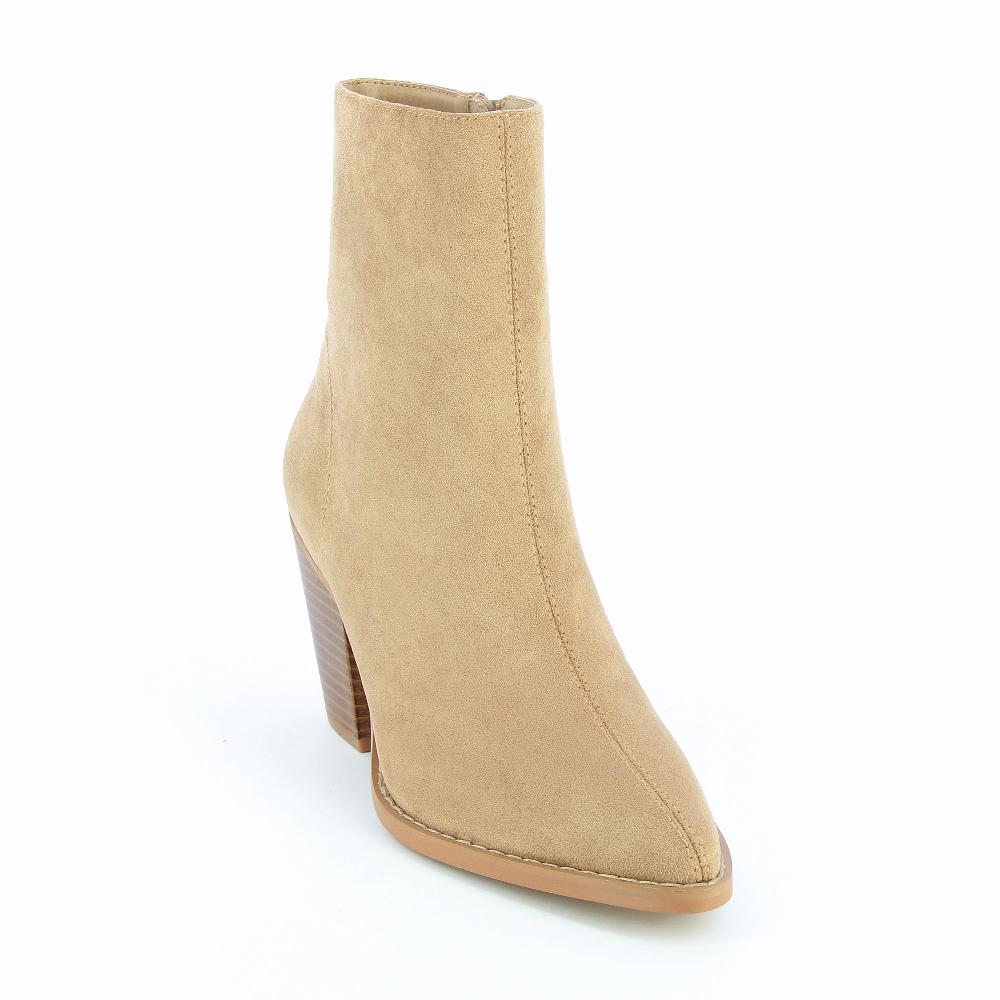 Vanessa Wu Bottines à Talon Julia En Suédine Beige