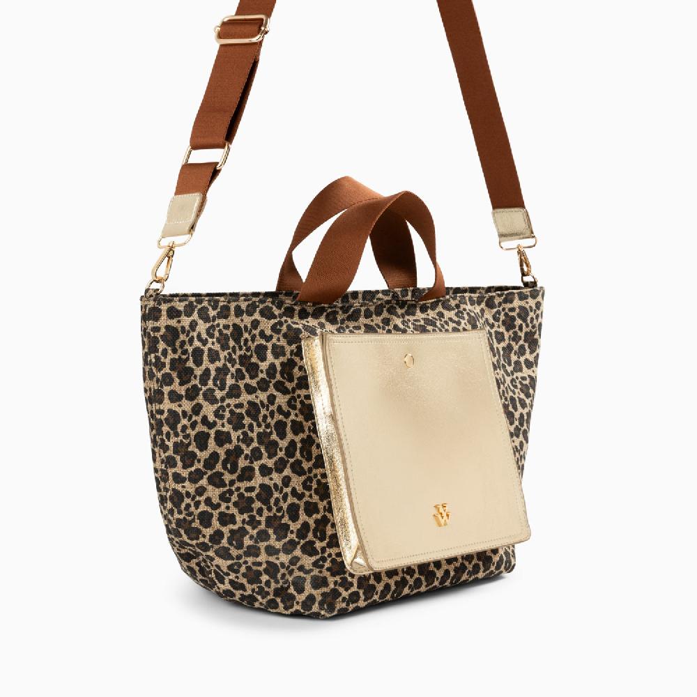 Vanessa Wu Cabas Iris Léopard à Pochette Or