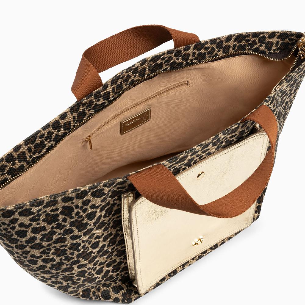 Vanessa Wu Cabas Iris Léopard à Pochette Or