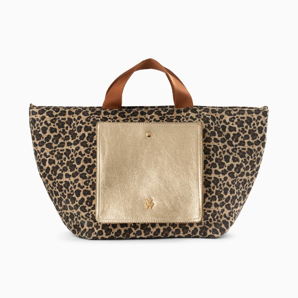 vanessa wu Cabas Iris léopard à pochette or