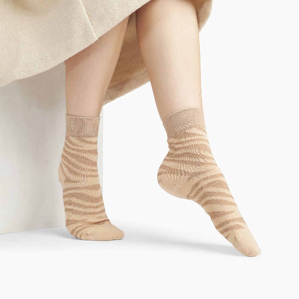 Vanessa Wu Chaussettes Brianna Beige Et Zébré Or