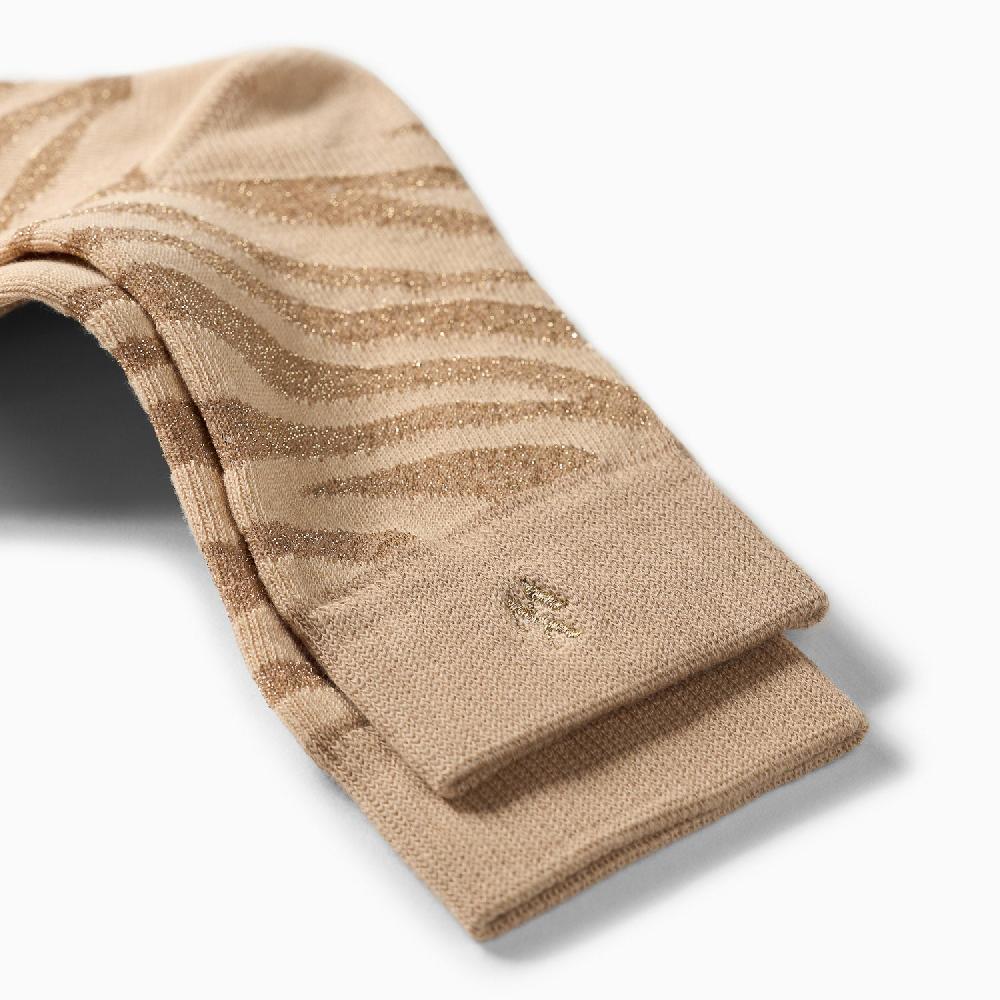 Vanessa Wu Chaussettes Brianna Beige Et Zébré Or