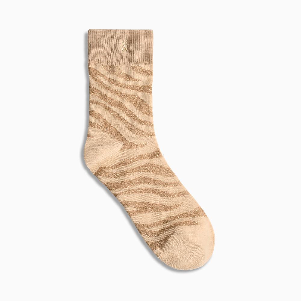 vanessa wu Chaussettes Brianna beige et zébré or