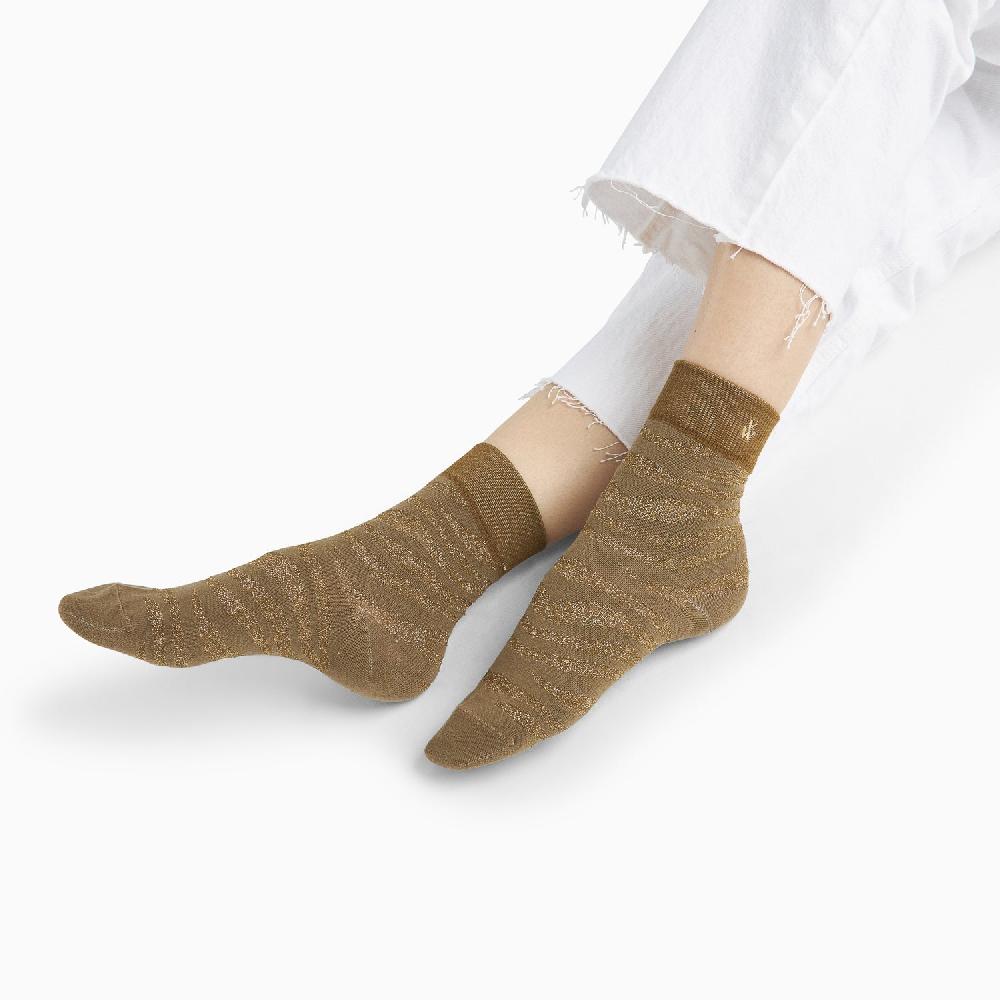 Vanessa Wu Chaussettes Brianna Kaki Et Zébré Or