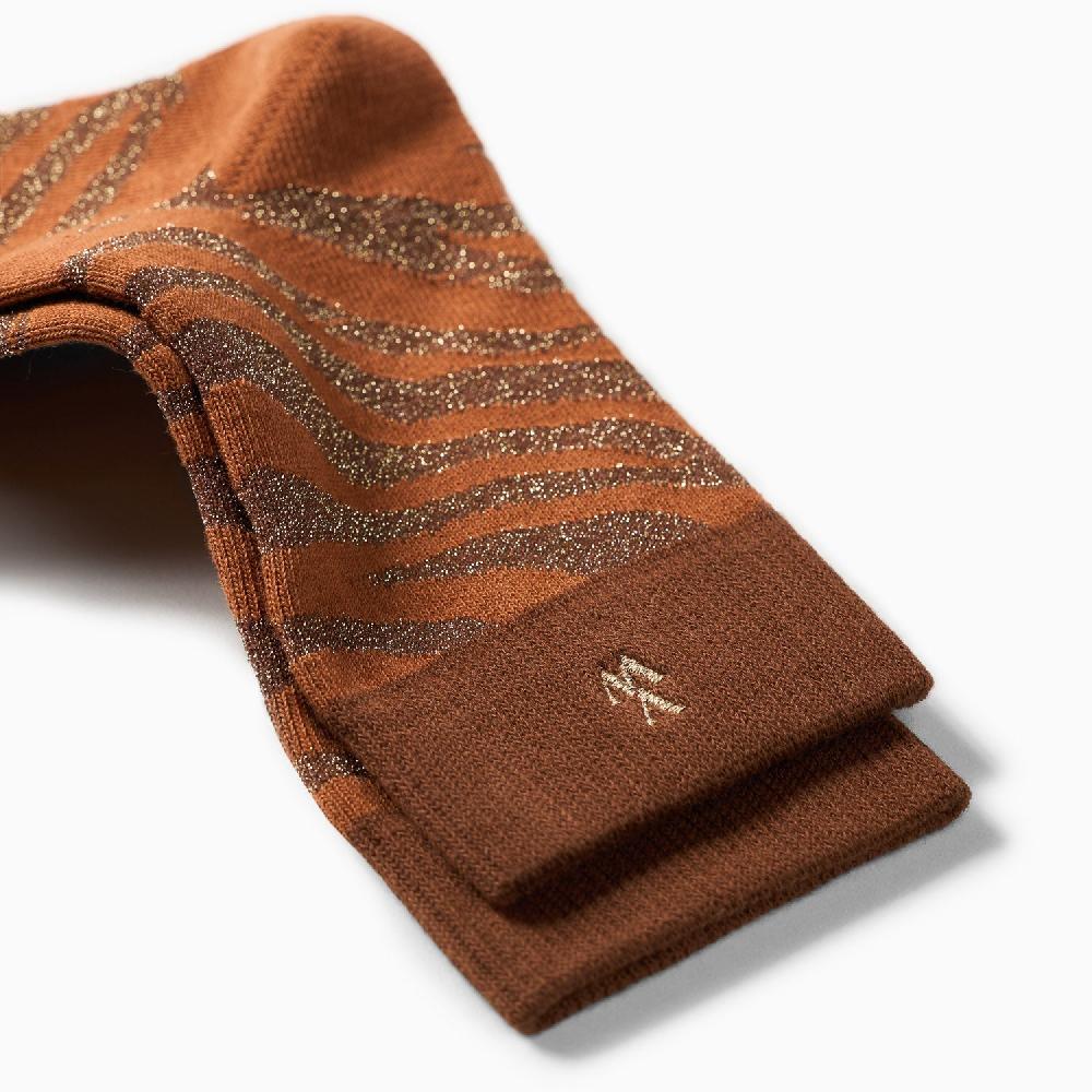 Vanessa Wu Chaussettes Brianna Orange Et Zébré Or