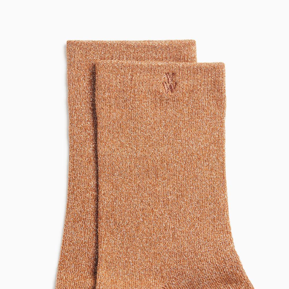 Vanessa Wu Chaussettes Quinn Camel Et Or Pailleté