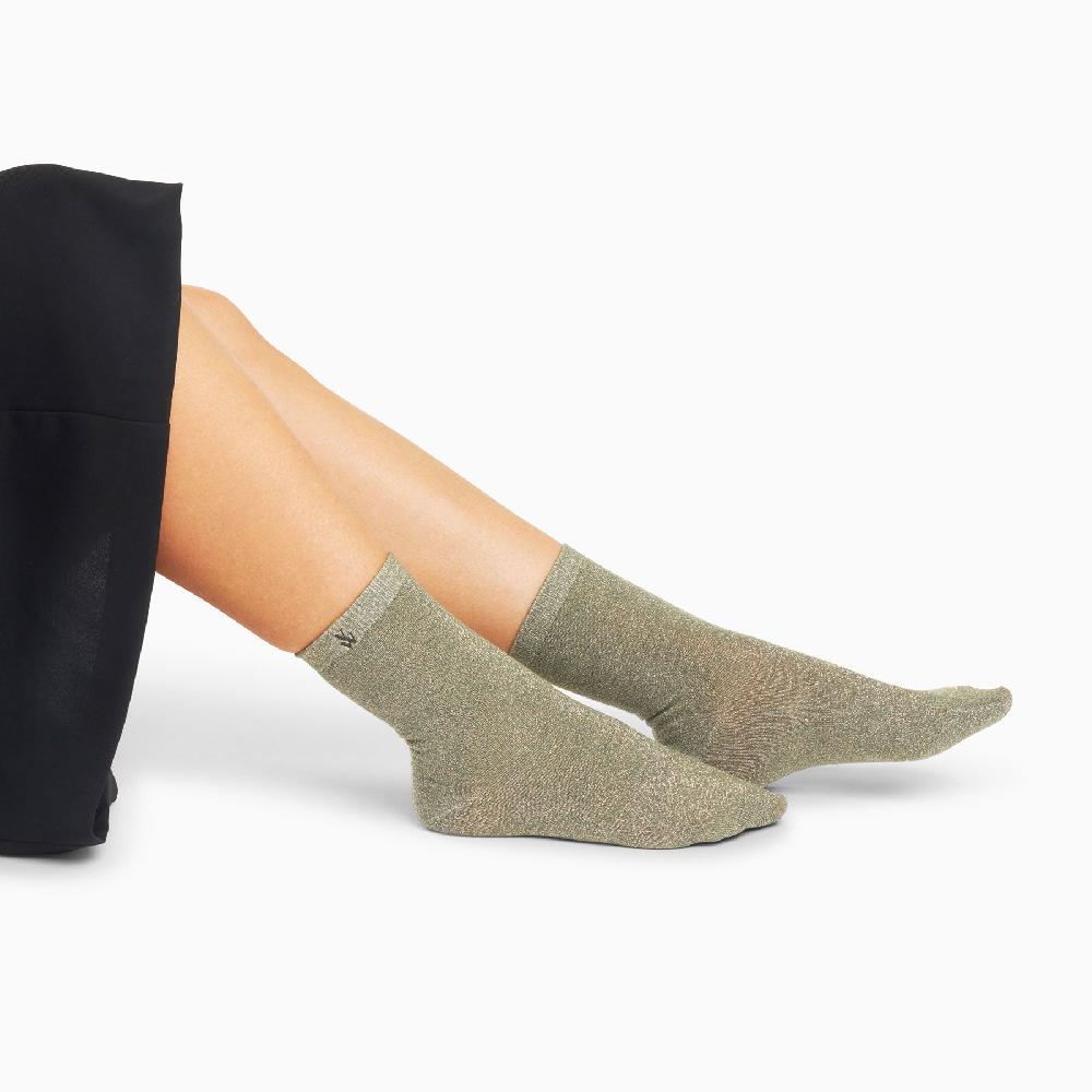 Vanessa Wu Chaussettes Quinn Kaki Et Or Pailleté