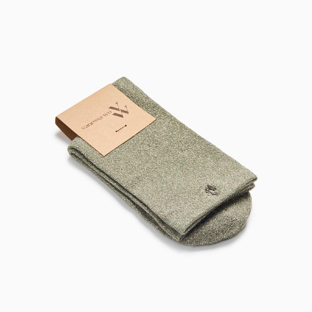 Vanessa Wu Chaussettes Quinn Kaki Et Or Pailleté