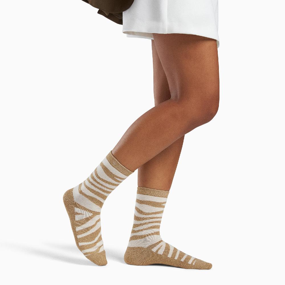 Vanessa Wu Chaussettes Sacha Zébrées Or Et Beige