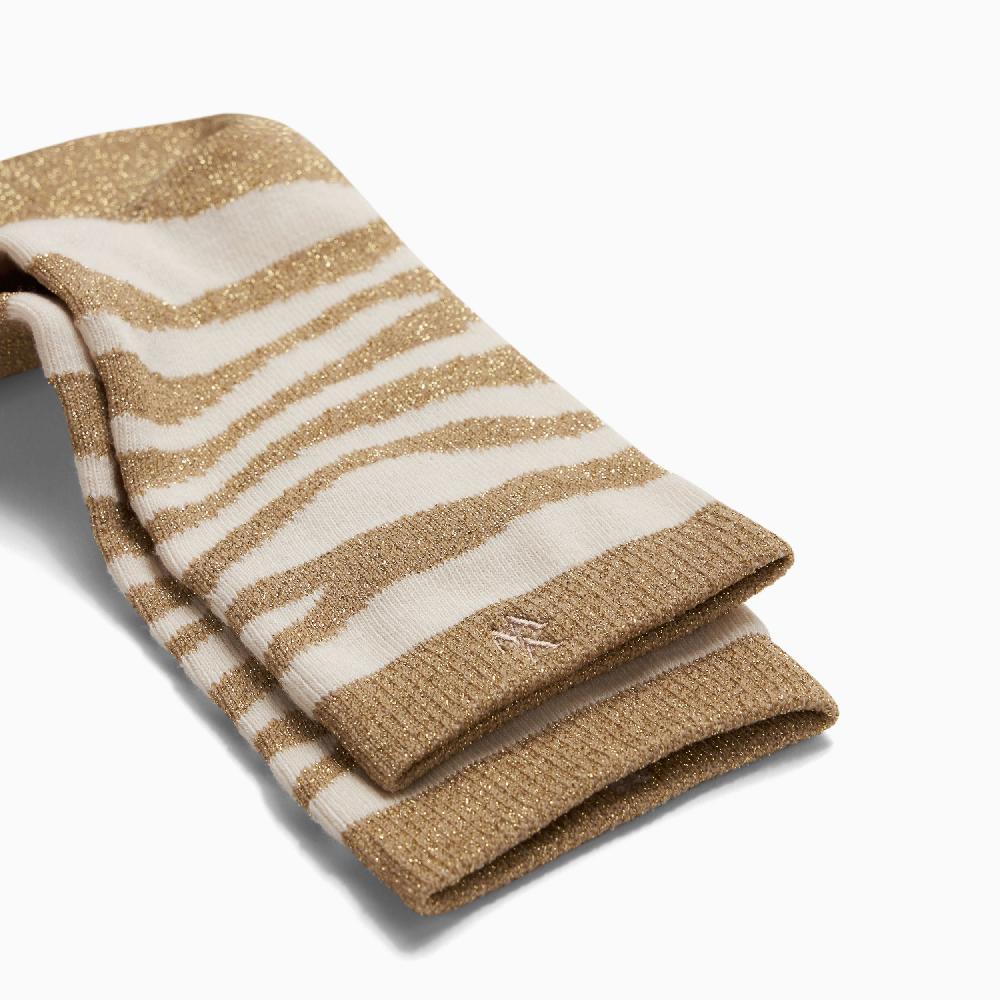 Vanessa Wu Chaussettes Sacha Zébrées Or Et Beige
