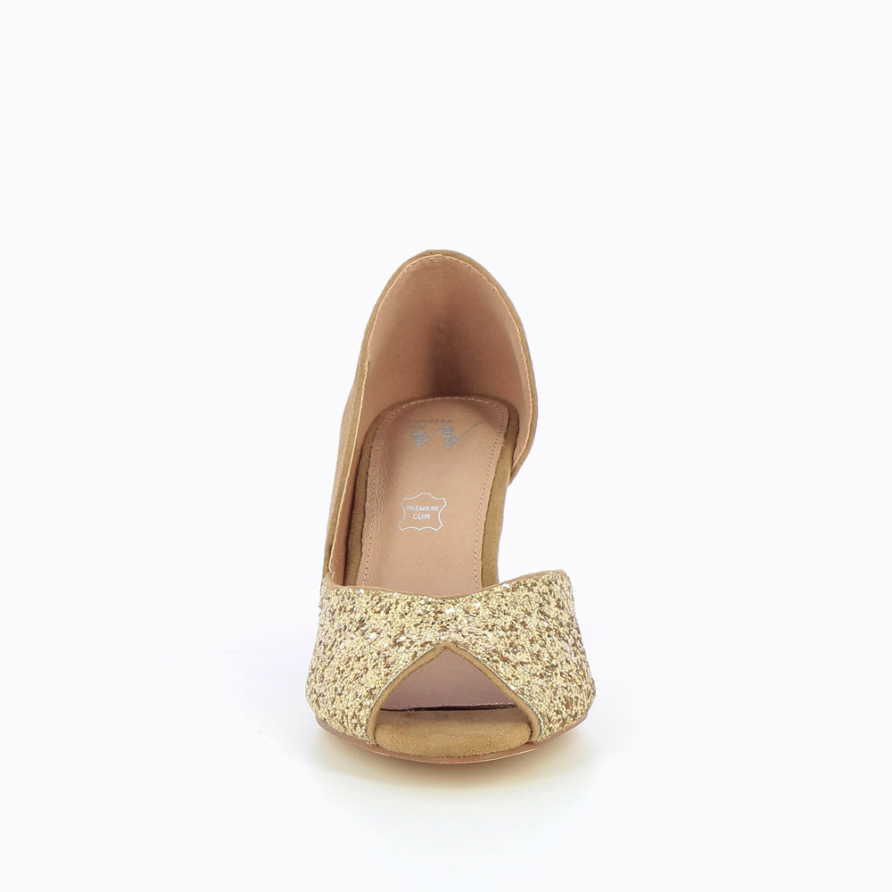 Vanessa Wu Escarpins Peep-toe Diane Camel Et Or