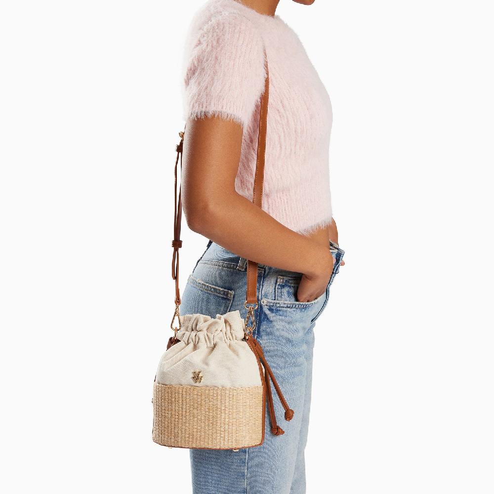 Vanessa Wu Mini Panier Bourse Lilly Beige