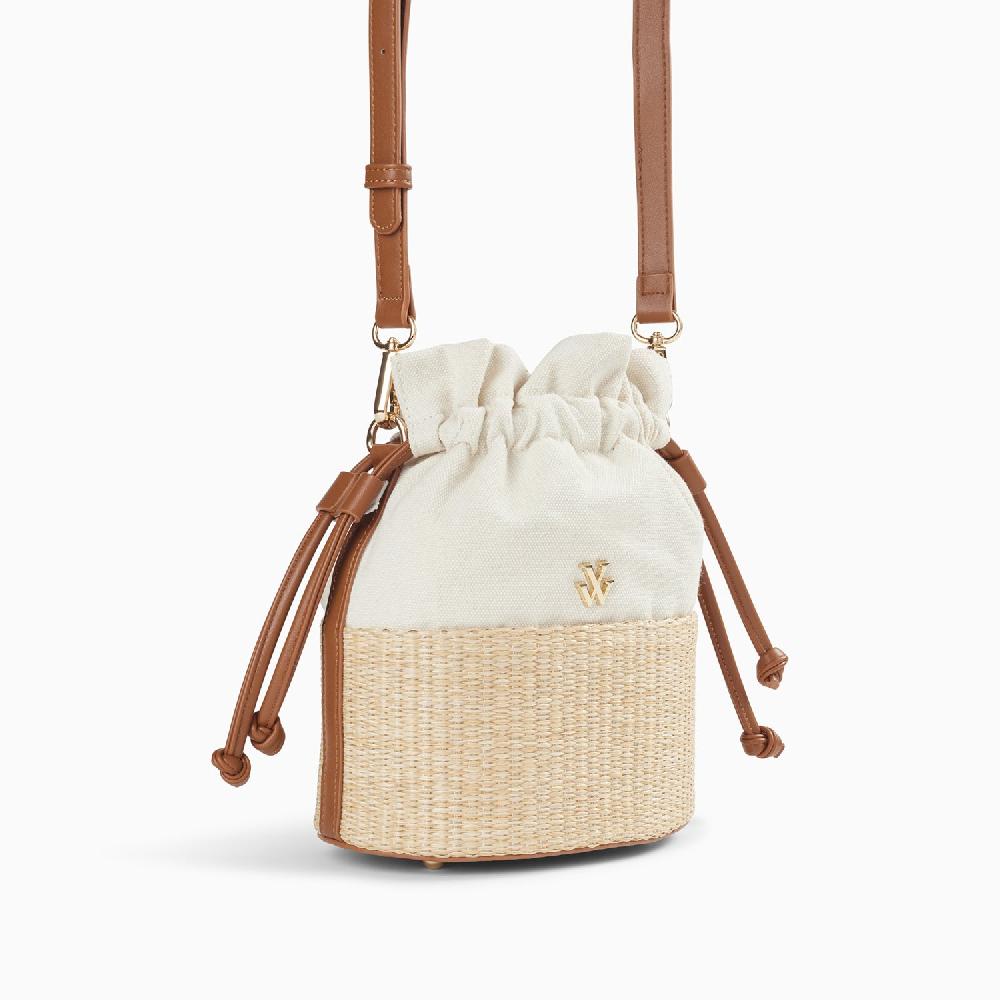 Vanessa Wu Mini Panier Bourse Lilly Beige