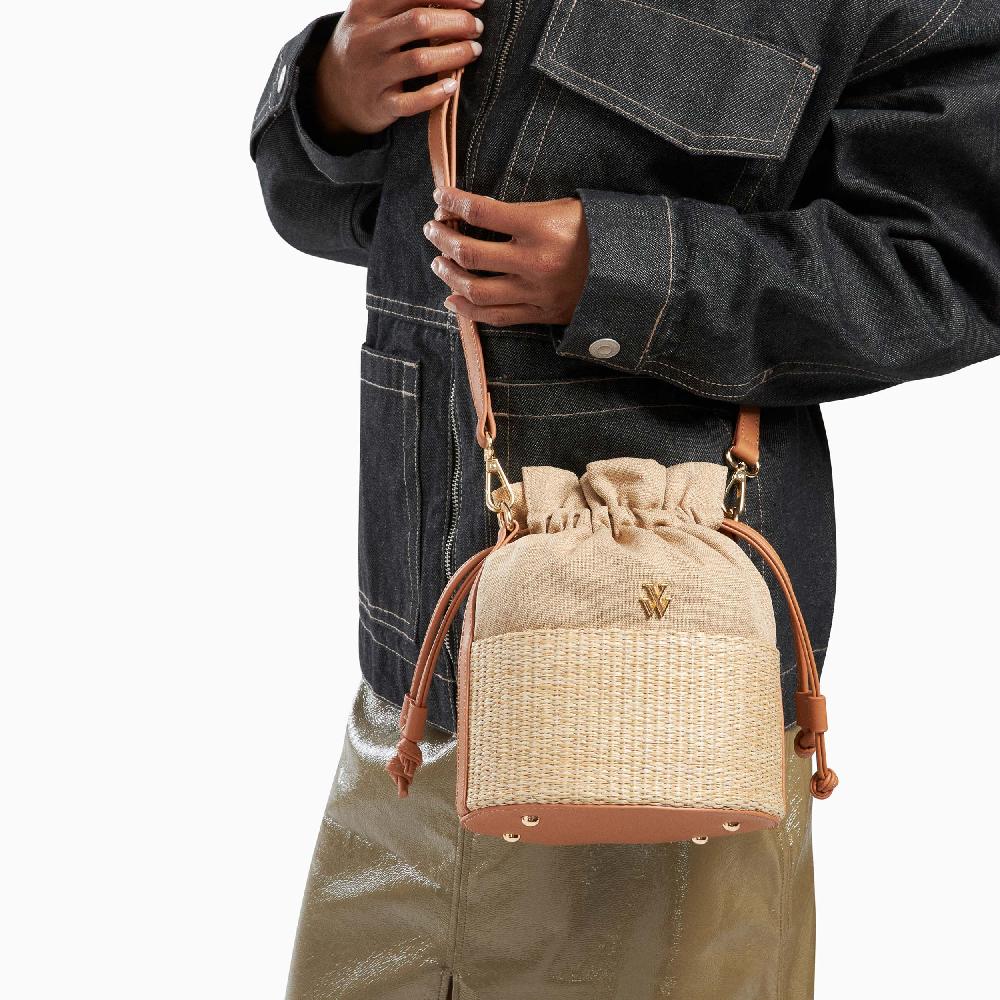 Vanessa Wu Mini Panier Bourse Lilly Camel