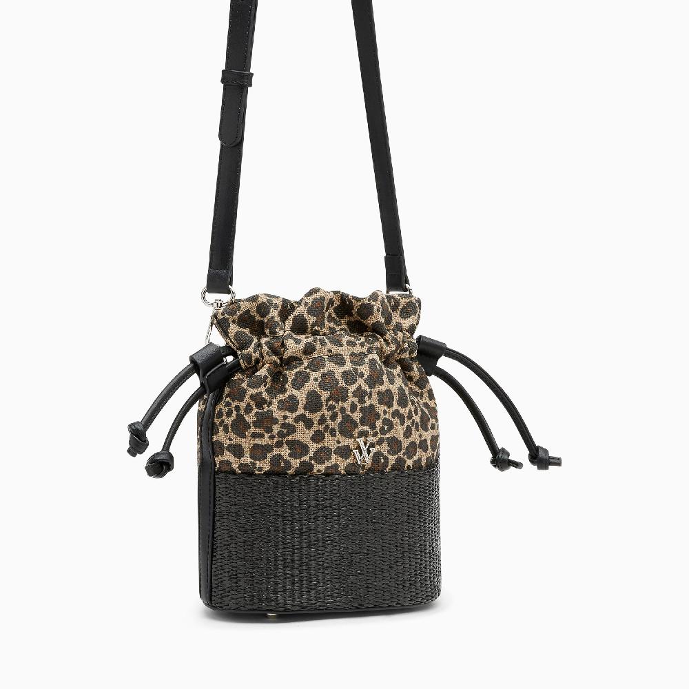 Vanessa Wu Mini Panier Bourse Lilly Léopard